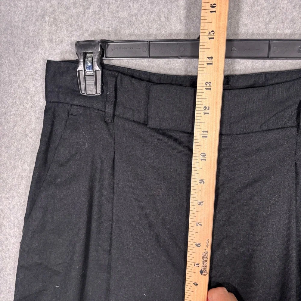 Banana Republic Pleated Wide Leg Linen Pants 8P Black High Rise Minimalist